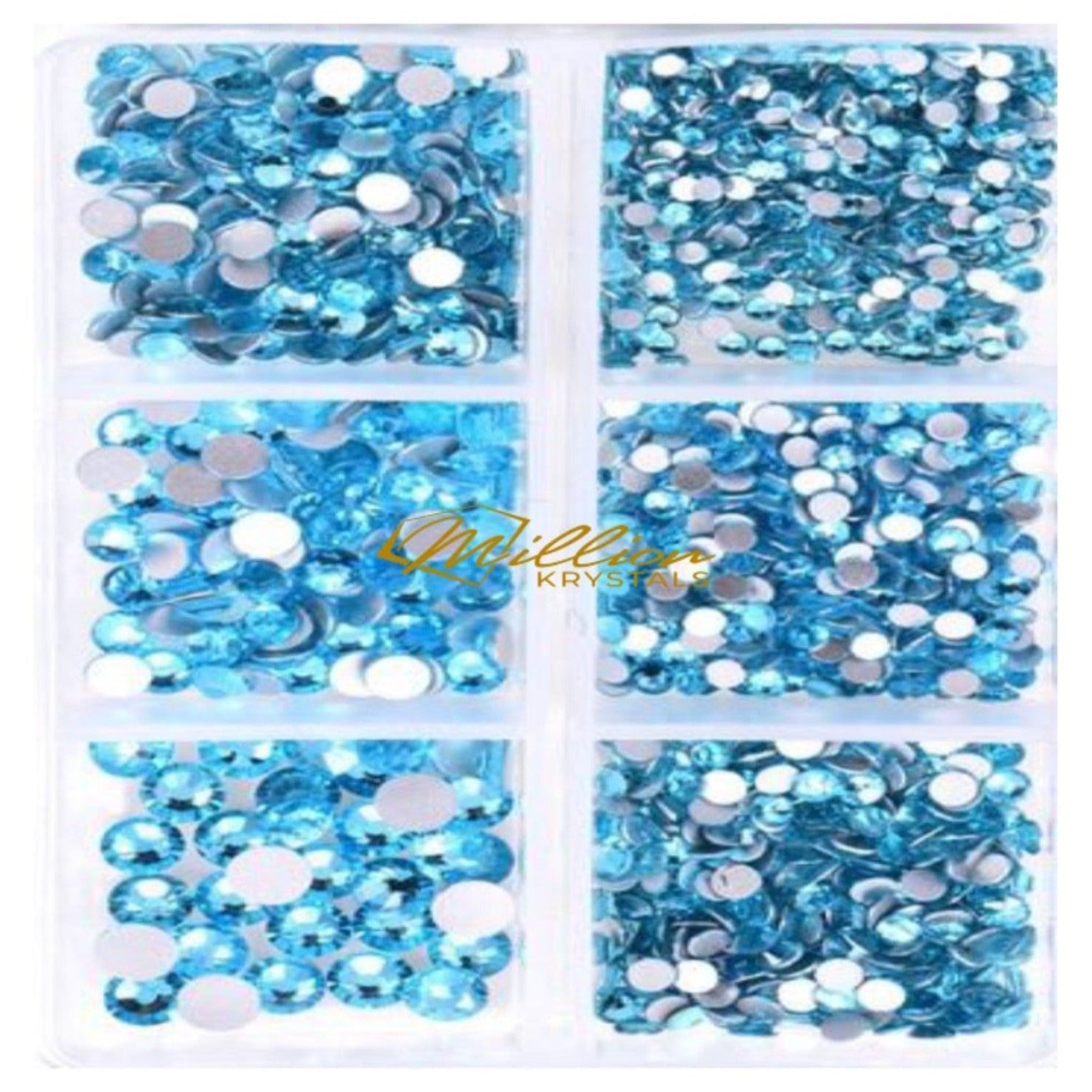 Aquamarine Glass Rhinestones Kit - Multi Sizes - High Quality