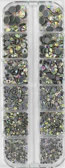 Crystal AB Flatback Glass Non Hotfix Rhinestones Mixed Sizes SS04 - SS20 ( 1.6mm - 5.0mm) 2100 Rhinestones