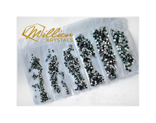 Emerald Glass Flatback Non Hotfix Rhinestones Multi-Sizes SS04 - SS12 (1.6mm-3.0mm) 1584 Rhinestones