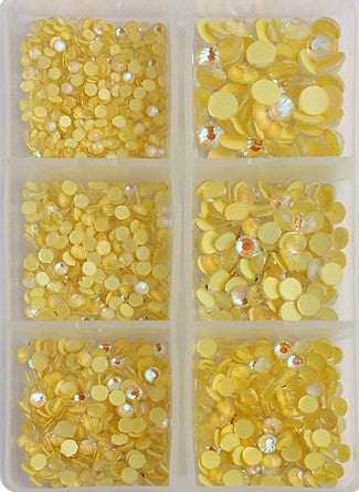 Jonquil Yellow Luminous Flatback Glass Non Hotfix Rhinestones Mixed Sizes SS06 - SS30 (2.0mm - 6.5mm) 1000 Rhinestones