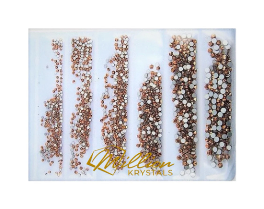 Rose Gold Glass Flatback Non Hotfix Rhinestones Mixed Sizes SS04 - SS12 (1.6mm-3.0mm) 1584 Rhinestones